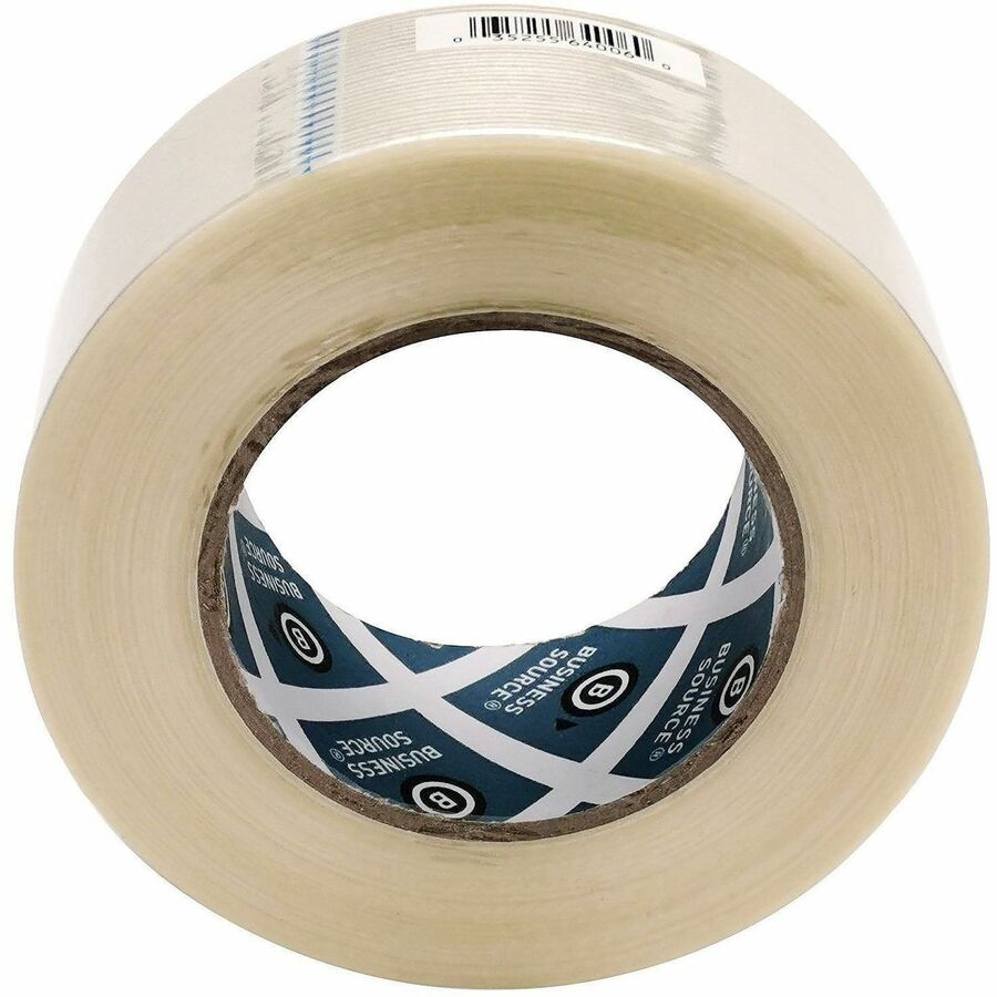 Business Source Filament Tape, 60 yd Length x 2" Width, 3" Core, White, Film (Fiberglass Reinforced) Backing, 1 Roll (BSN64026)