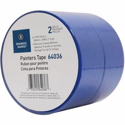Business Source Multisurface Painter's Tape, 60 yd Length x 2" Width x 5.5 mil Thickness, Blue, 2/Pack (BSN64036)