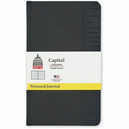 Dome Personal Journal, 60 lb Basis Weight, 5" x 8", 5 x 8 Inch Hardcover Black Lined Journal Notebook, Bright White Paper (DOM30009)