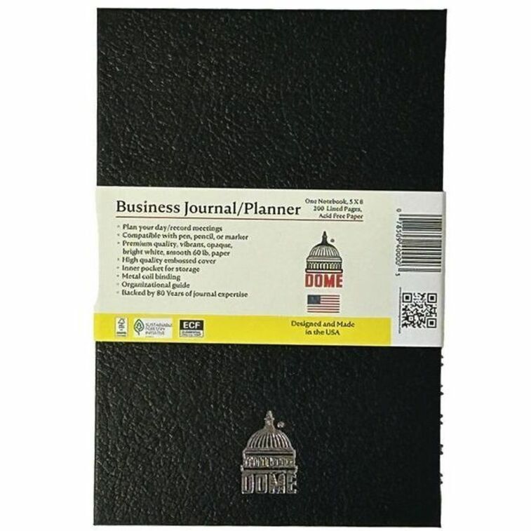 Dome Business Journal, 5" x 8", Bright White Sheet, Black Cover (DOM40000)
