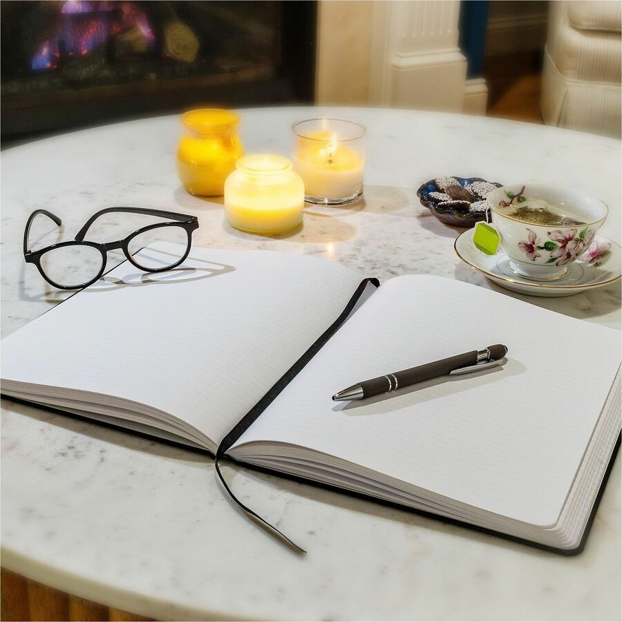 Dome Personal Journal, 60 lb Basis Weight, 8" x 10", 8 x 10 Inch Hardcover Black Lined Journal Notebook, Black Cover (DOM30013)