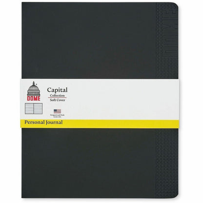 Dome Personal Journal, 60 lb Basis Weight, 8" x 10", 8×10 Inch Softcover Black Lined Journal Notebook, Bright White Paper (DOM30012)