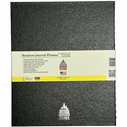 Dome Business Journal, 8" x 10", Bright White Sheet, Black Cover (DOM40004)