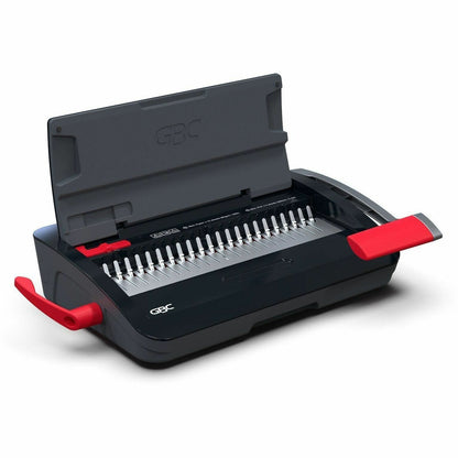 GBC CB12 CombBind Punch & Bind Machine, 3.6" x 17.9" x 11.4", Black, Red, 150 Sheet(s) Bind, 12 Punch (GBC200022)