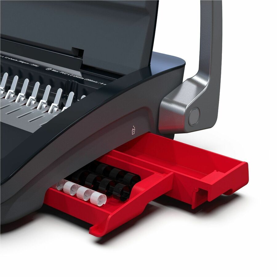 GBC CB12 CombBind Punch & Bind Machine, 3.6" x 17.9" x 11.4", Black, Red, 150 Sheet(s) Bind, 12 Punch (GBC200022)