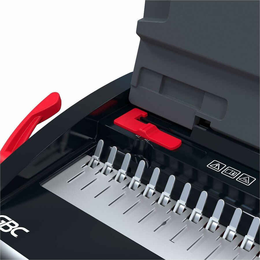 GBC CB12 CombBind Punch & Bind Machine, 3.6" x 17.9" x 11.4", Black, Red, 150 Sheet(s) Bind, 12 Punch (GBC200022)