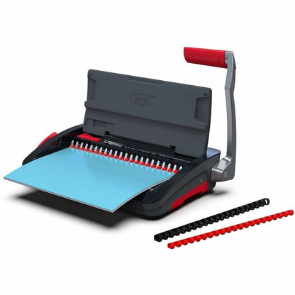 GBC CB12 CombBind Punch & Bind Machine, 3.6" x 17.9" x 11.4", Black, Red, 150 Sheet(s) Bind, 12 Punch (GBC200022)