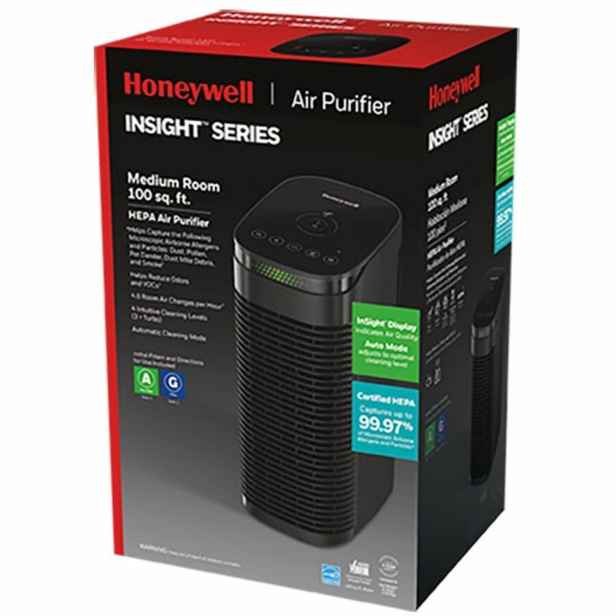 Honeywell InSight Series Air Purifier, HEPA, True HEPA, 100 Sq. ft., Black  (HWLHPA080B)