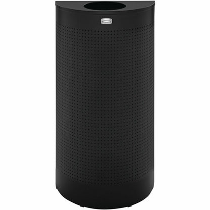 Rubbermaid Commercial Half Round Metallic Waste Receptacle, Open Top, 12 gal Capacity, 32" x 18" x 9", Steel, Textured Black  (RCPSH12EPLTBK)