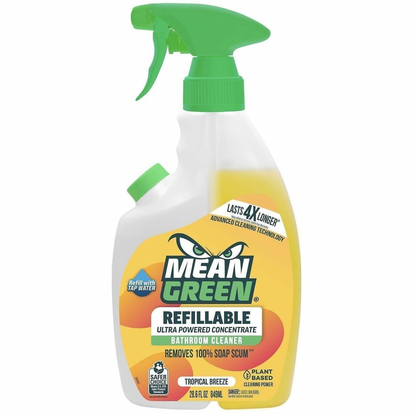 Mean Green Refillable Bathroom Cleaner, 28.6 fl oz, 2 to 3.5 pH, Tropical Breeze Scent, 6/Carton (RST394172)