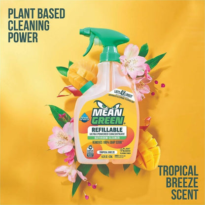 Mean Green Refillable Bathroom Cleaner, 28.6 fl oz, 2 to 3.5 pH, Tropical Breeze Scent, 6/Carton (RST394172)