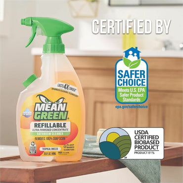 Mean Green Refillable Bathroom Cleaner, 28.6 fl oz, 2 to 3.5 pH, Tropical Breeze Scent, 6/Carton (RST394172)