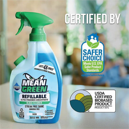 Mean Green Refillable Glass Cleaner Concentrate, 28.6 fl oz, 11.5 pH, Fresh Scent, 6/Carton (RST394174)