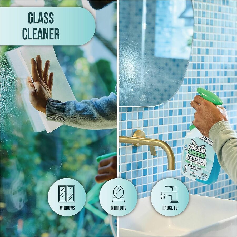 Mean Green Refillable Glass Cleaner Concentrate, 28.6 fl oz, 11.5 pH, Fresh Scent, 6/Carton (RST394174)