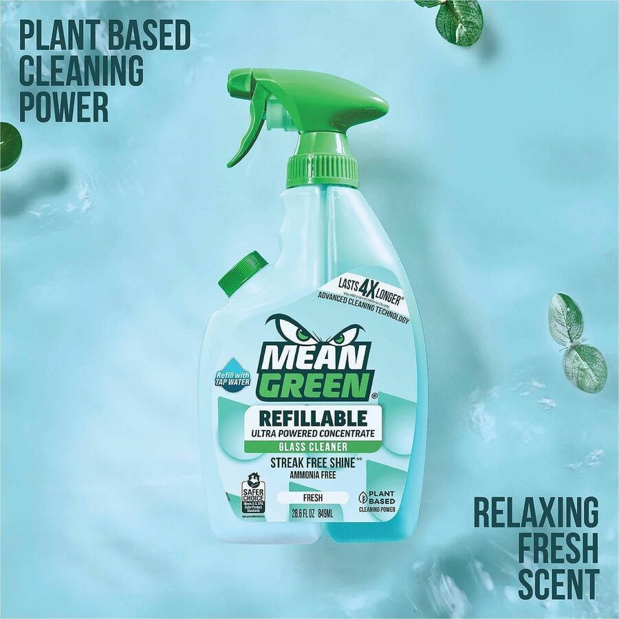 Mean Green Refillable Glass Cleaner Concentrate, 28.6 fl oz, 11.5 pH, Fresh Scent, 6/Carton (RST394174)