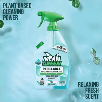 Mean Green Refillable Glass Cleaner Concentrate, 28.6 fl oz, 11.5 pH, Fresh Scent, 6/Carton (RST394174)