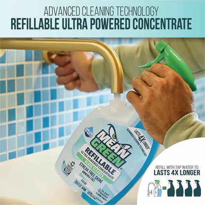 Mean Green Refillable Glass Cleaner Concentrate, 28.6 fl oz, 11.5 pH, Fresh Scent, 6/Carton (RST394174)