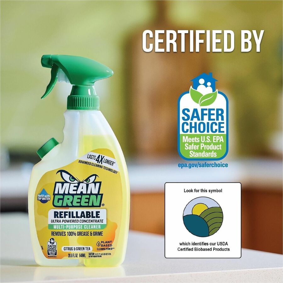 Mean Green Refillable Bathroom Cleaner, 28.6 fl oz, Citrus & Green Tea Scent, 6/Carton (RST394171)