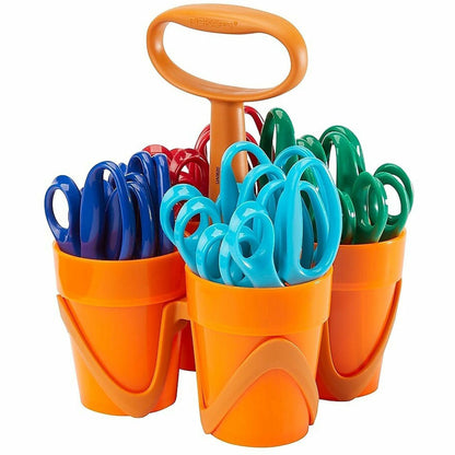 Fiskars Classpack Scissors Caddy with Pointed-Tip Kids Scissors, 5" Cutting Length, Assorted, Child, 24/Pack (FSK1071263)