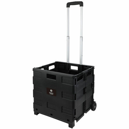 Business Source 18.25" x 15"x 39.37" Stow-and-Go Mobile Storage Crate, Black (BSN14111)