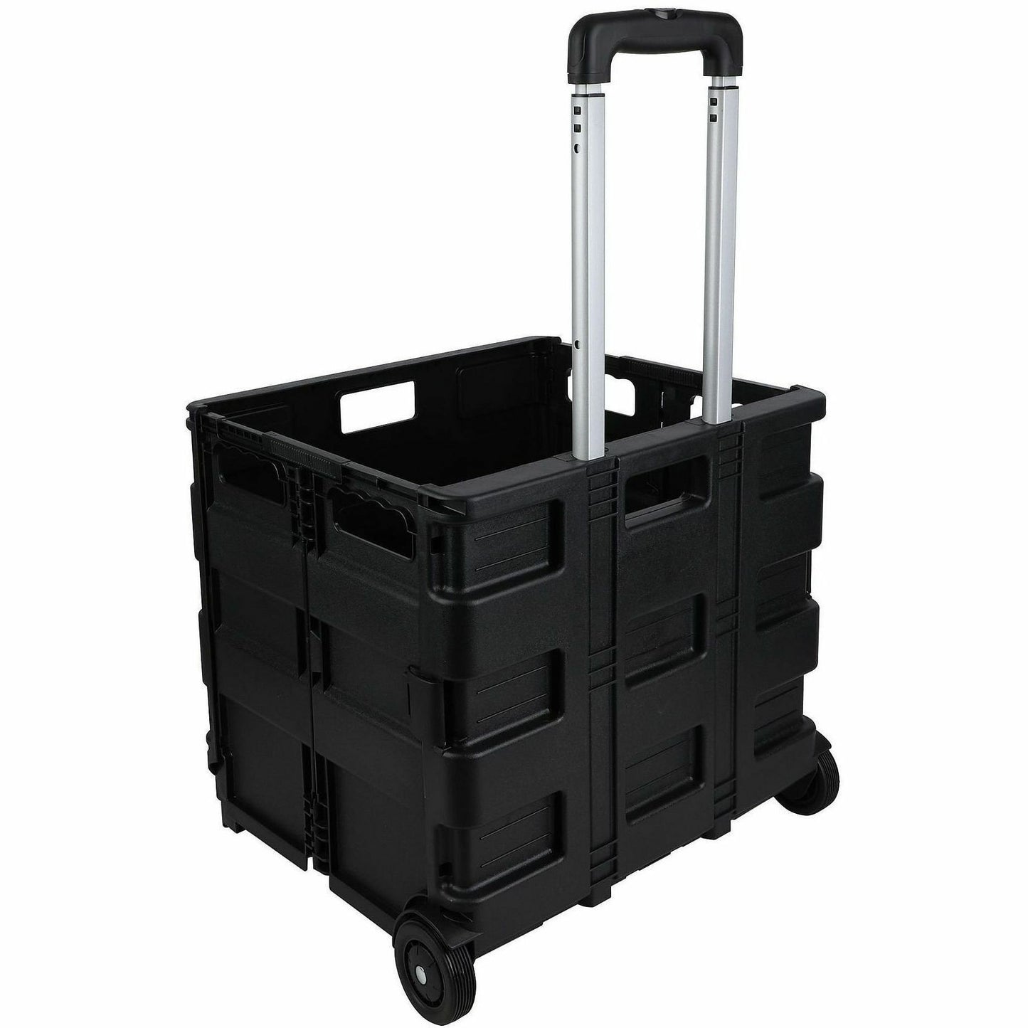 Business Source 18.25" x 15"x 39.37" Stow-and-Go Mobile Storage Crate, Black (BSN14111)