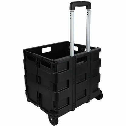 Business Source 18.25" x 15"x 39.37" Stow-and-Go Mobile Storage Crate, Black (BSN14111)