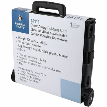 Business Source 18.25" x 15"x 39.37" Stow-and-Go Mobile Storage Crate, Black, 6/Carton (BSN14111CT)