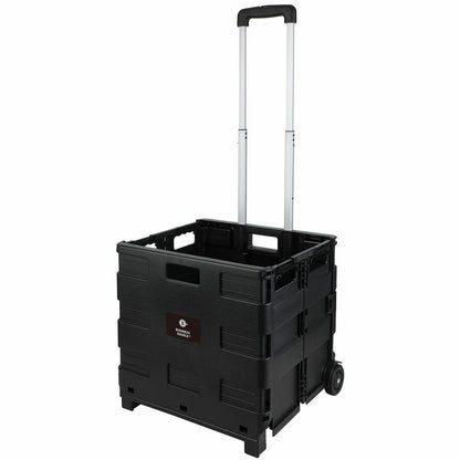 Business Source 18.25" x 15"x 39.37" Stow-and-Go Mobile Storage Crate, Black, 6/Carton (BSN14111CT)
