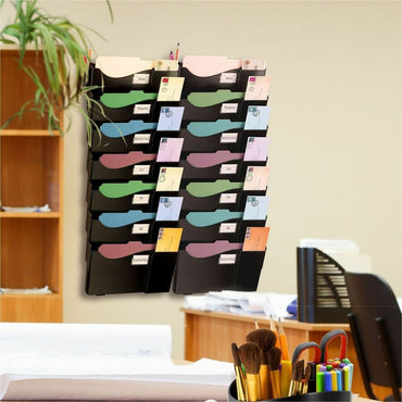 Business Source Grande Central 7-Section Filing System, 7 Pocket(s), 38.25" Height x 16" Width x 4.75" Depth, Black, 7/Pack (BSN08174)