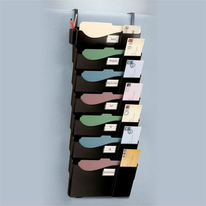Business Source Grande Central 7-Section Filing System, 7 Pocket(s), 38.25" Height x 16" Width x 4.75" Depth, Black, 7/Pack (BSN08174)