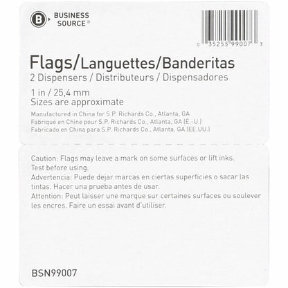 Business Source 1" Flag/Note Length, SIGN HERE, Yellow, 500 Flags/Pack, 48 Packs/Carton (BSN99007CT)