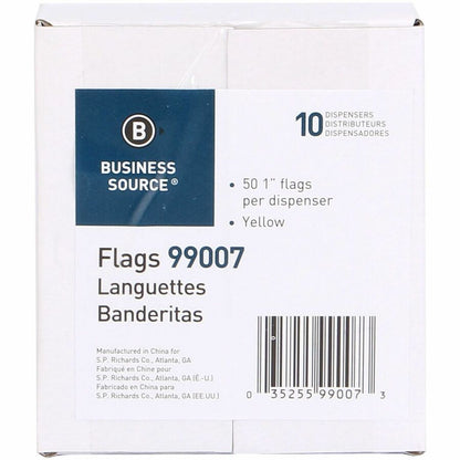 Business Source 1" Flag/Note Length, SIGN HERE, Yellow, 500 Flags/Pack, 48 Packs/Carton (BSN99007CT)