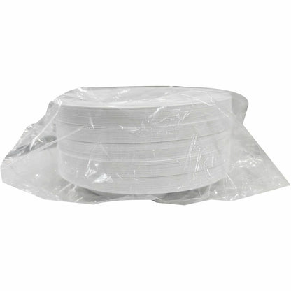 Genuine Joe 3-Compartment Plastic Plates, White, 125/Pack, 4 Packs/Carton (GJO10423)