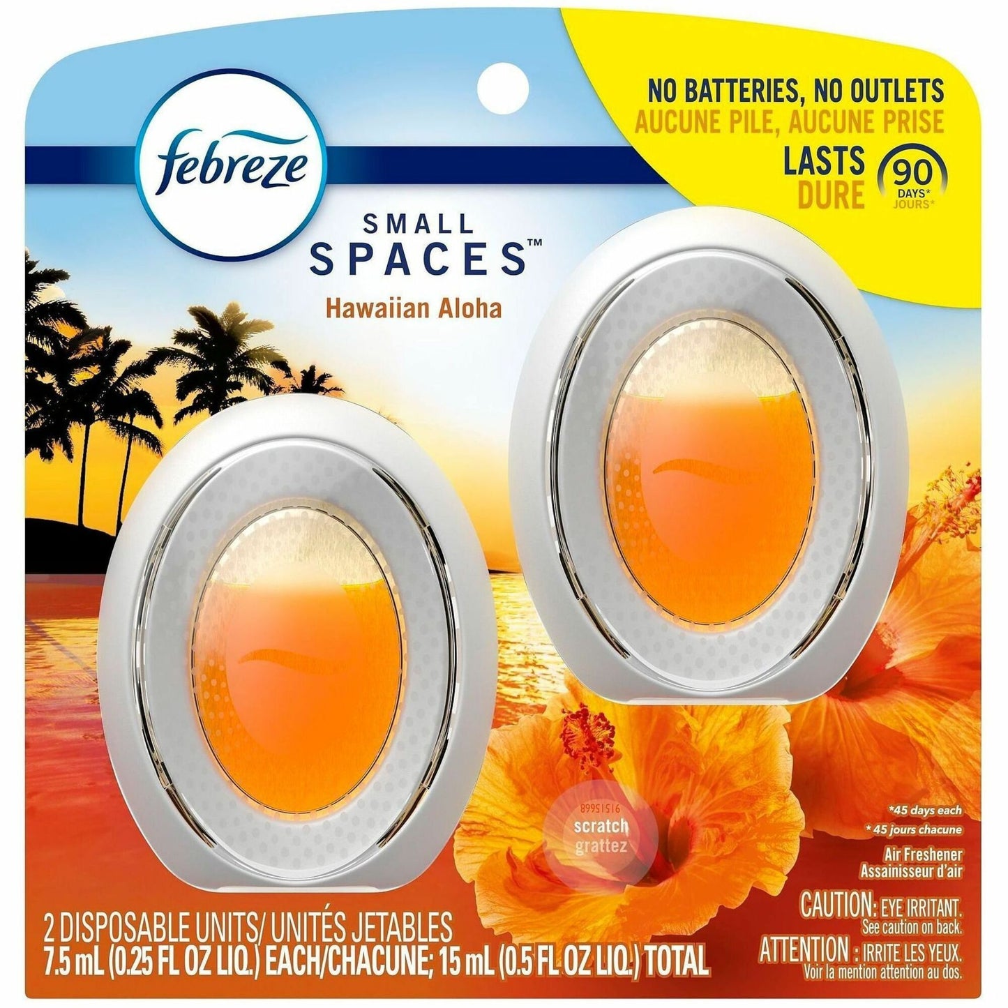 Febreze Small Spaces Disposable Air Fresheners, Liquid, 25 fl oz, Hawaiian Aloha, 45 Day, 6/Carton (PGC55879CT)