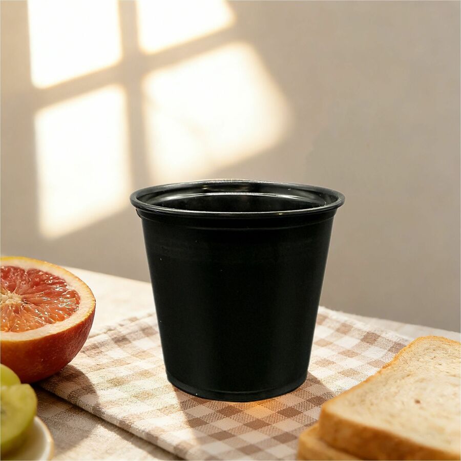 Genuine Joe 5.5oz Portion Cups, Black, 50/Pack, 50 Packs/Carton (GJO19069)