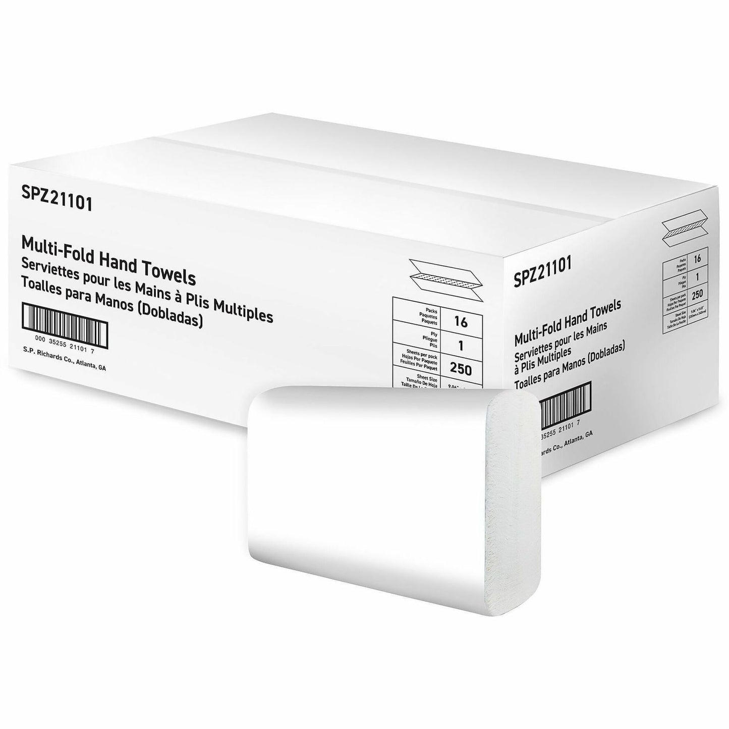 Special Buy Paper Towels Multi-Fold 250 Sheets White, 1 Ply, 250 Sheets/Pack, 16/Carton (SPZ21101)