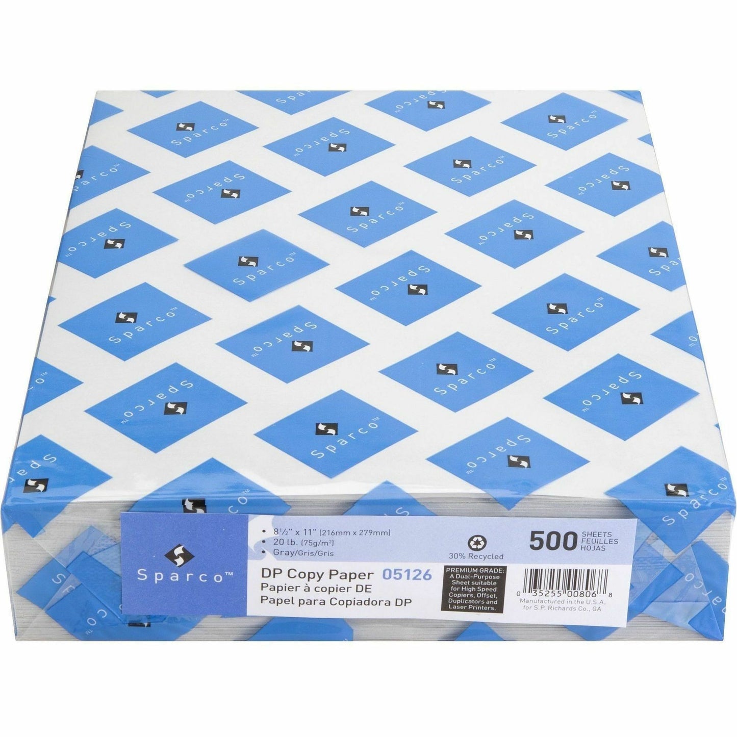 Sparco Premium Grade Pastel Color Copy Paper, Letter, 8 1/2" x 11", 20 lb, Gray, 10 Reams/Carton (SPR05126CT)