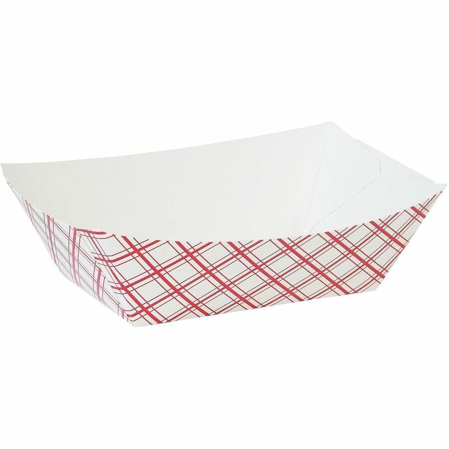 Genuine Joe 4 oz. Paper Food Tray, Red/White, 250/Pack, 4 Packs/Carton (GJO10311)