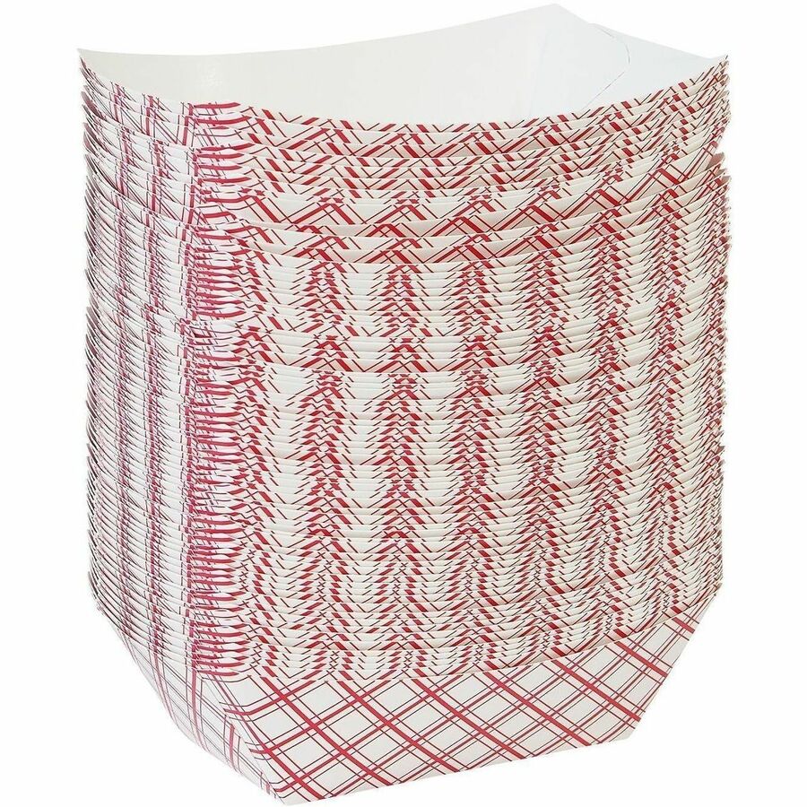Genuine Joe 4 oz. Paper Food Tray, Red/White, 250/Pack, 4 Packs/Carton (GJO10311)