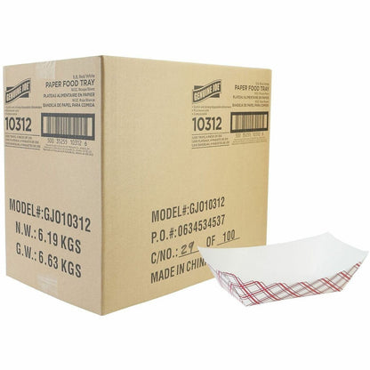 Genuine Joe 16 oz. Paper Food Tray, Red/White, 250/Pack, 4 Packs/Carton (GJO10312)