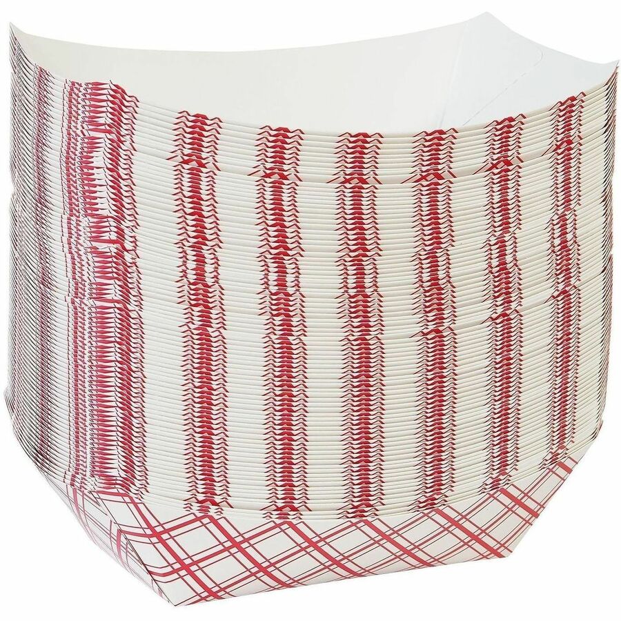 Genuine Joe 16 oz. Paper Food Tray, Red/White, 250/Pack, 4 Packs/Carton (GJO10312)