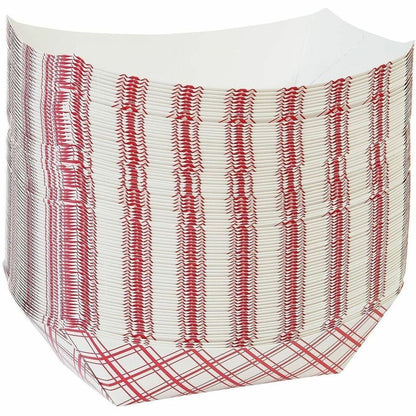 Genuine Joe 16 oz. Paper Food Tray, Red/White, 250/Pack, 4 Packs/Carton (GJO10312)