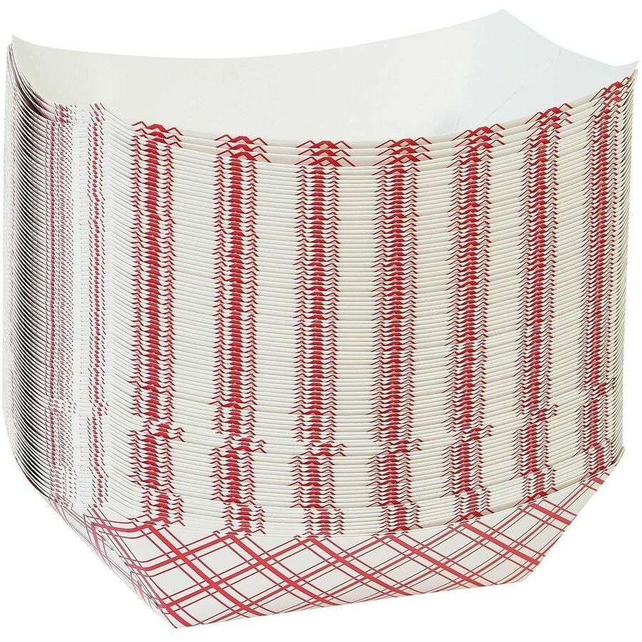 Genuine Joe 32 oz. Paper Food Tray, Red/White, 250/Pack, 4 Packs/Carton (GJO10313)