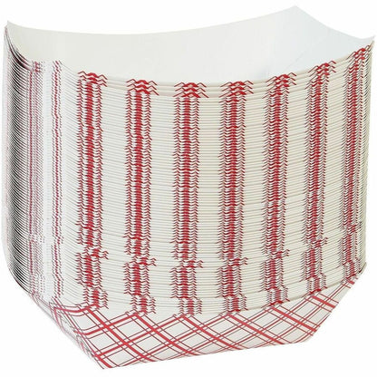 Genuine Joe 32 oz. Paper Food Tray, Red/White, 250/Pack, 4 Packs/Carton (GJO10313)