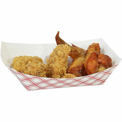 Genuine Joe 32 oz. Paper Food Tray, Red/White, 250/Pack, 4 Packs/Carton (GJO10313)