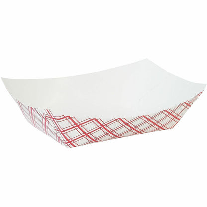 Genuine Joe 32 oz. Paper Food Tray, Red/White, 250/Pack, 4 Packs/Carton (GJO10313)