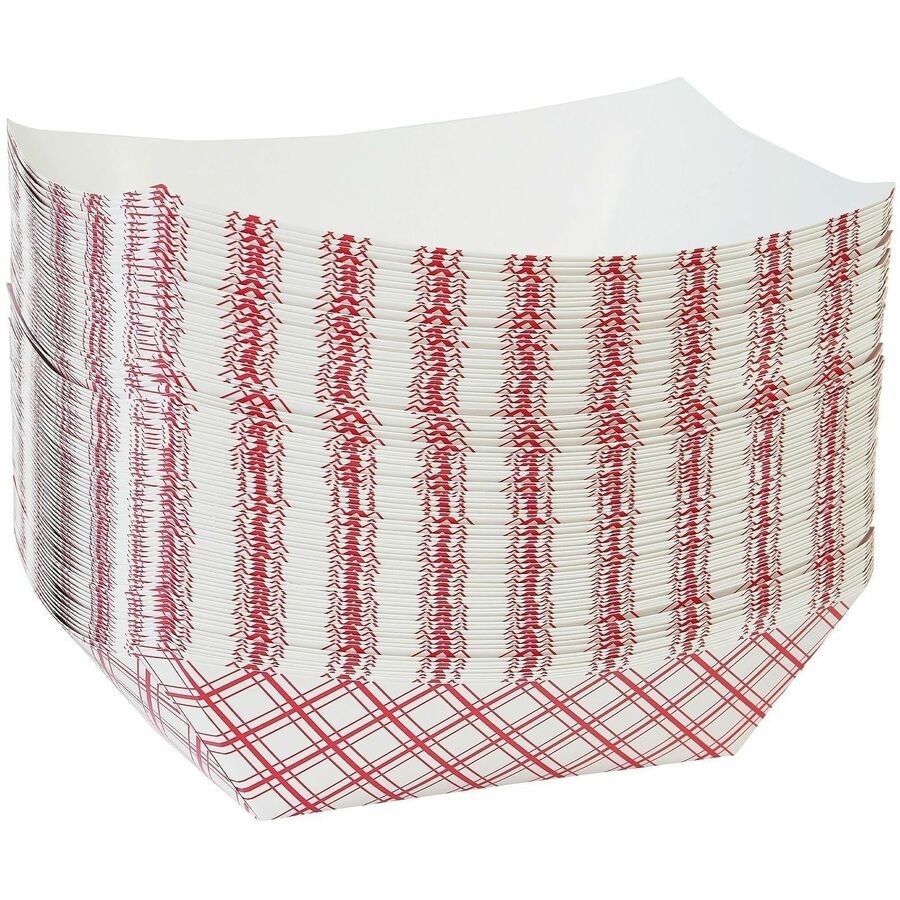 Genuine Joe 48 oz. Paper Food Tray, Red/White, 250/Pack, 2 Packs/Carton (GJO10314)