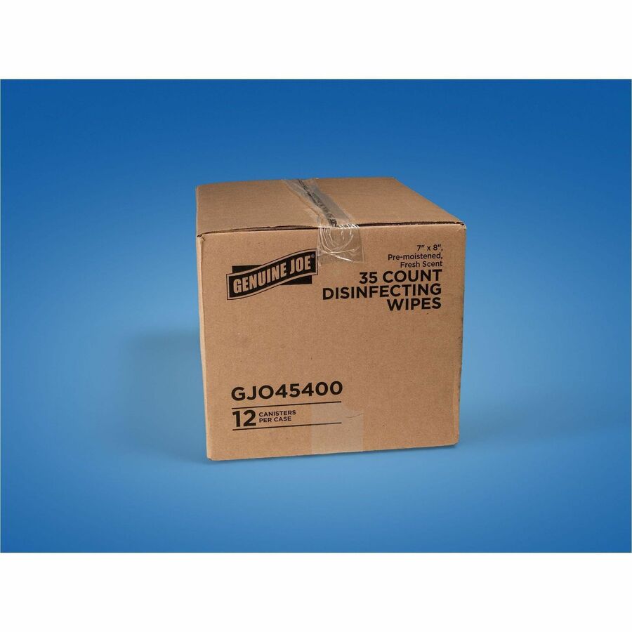 Genuine Joe Broad-Spectrum Disinfectant Wipes, 35 Wipes/Tub, 12 Tubs/Carton (GJO45400)