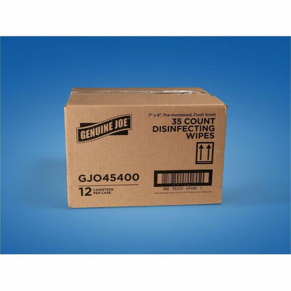 Genuine Joe Broad-Spectrum Disinfectant Wipes, 35 Wipes/Tub, 12 Tubs/Carton (GJO45400)
