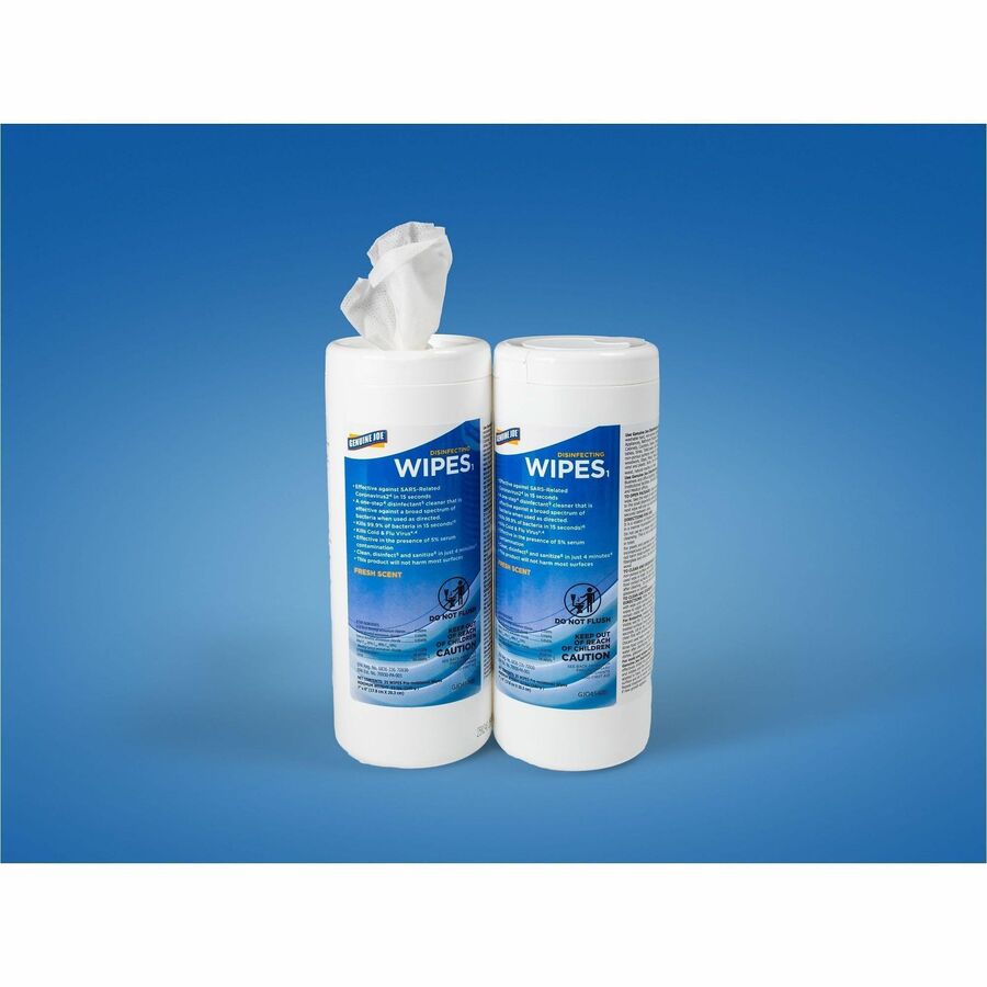 Genuine Joe Broad-Spectrum Disinfectant Wipes, 35 Wipes/Tub, 12 Tubs/Carton (GJO45400)